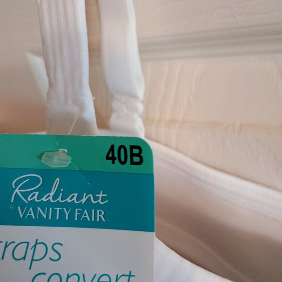 Vanity Fair Radiant Bra, 2 Way Convertable Straps, 40B, White, New W Tags - Picture 3 of 5